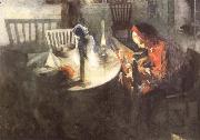 Carl Larsson The Ribbon Weaver Spain oil painting artist